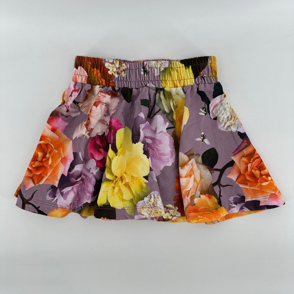 Molo Girls Purple Floral Organic Cotton Skirt 2S23D119 Size 2-3 NEW